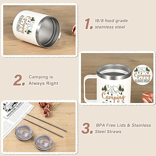 Miniatura 5 de Regalos de camping, juego de 2 tazas de camping es siempre correcto, regalos geniales para campistas y parejas, regalos al aire libre para pícnics,