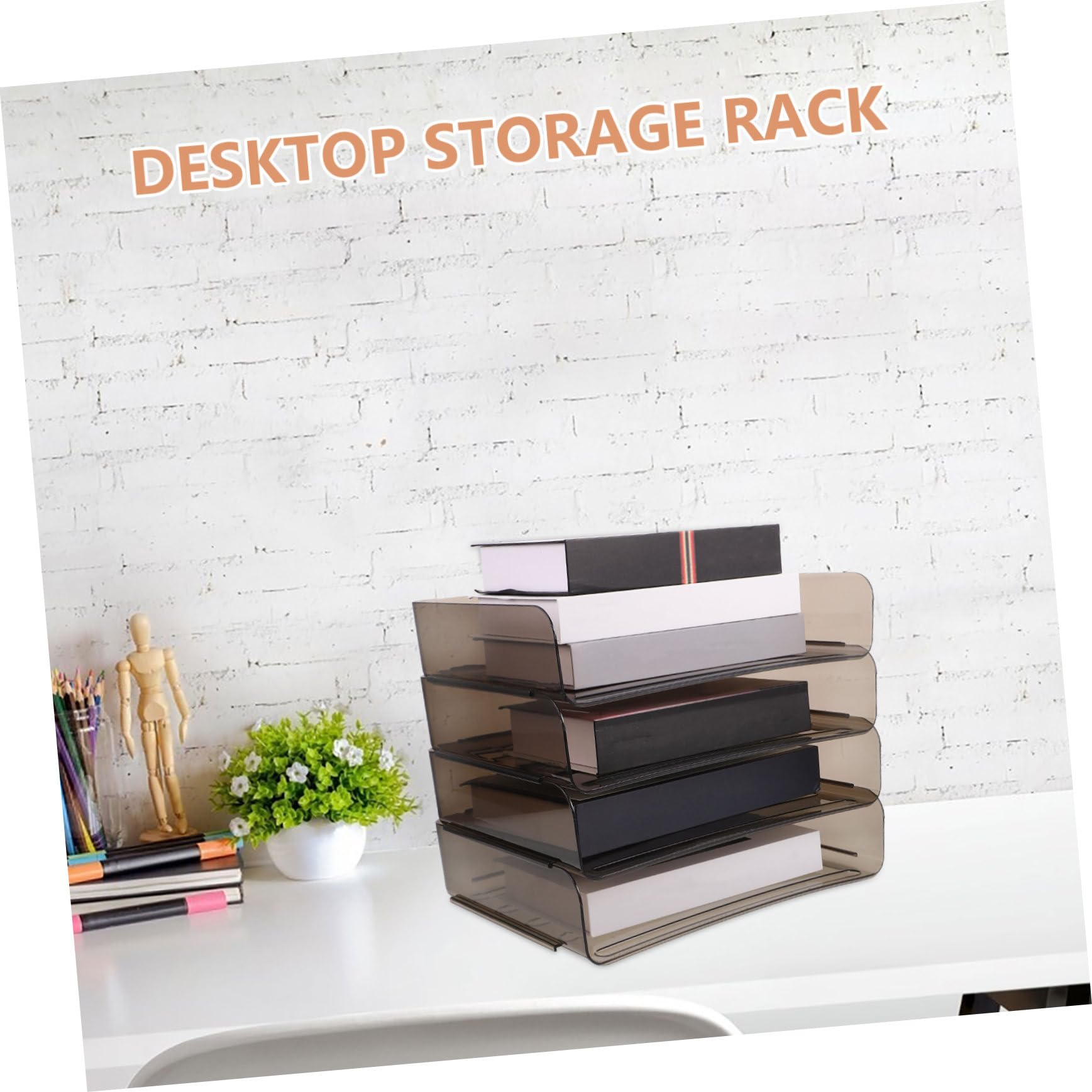 Festa Scuola Decor File Organizer da Scrivania in Acrilico | Multi Layer Storage, Formato A4, Coffee, per Studenti e Insegnanti, Stackable Design, Salvaspazio