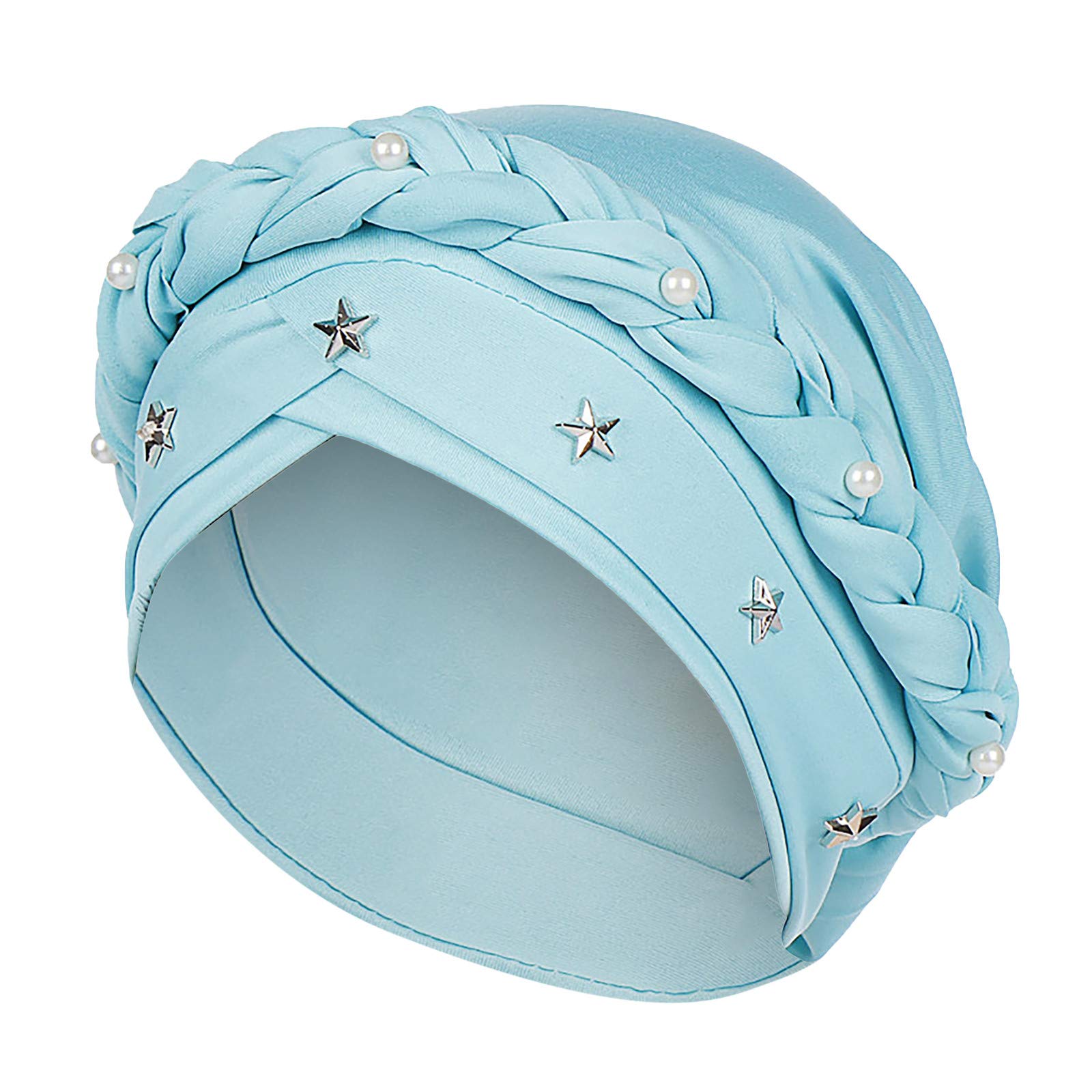 FunAloeBeanie Hats Women Beading Braid India Hat Muslim Ruffle Cancer Chemo Turban Wrap Cap Solid Color Beads Star Twist Braid Baotou Hat Muslim Turban Hat Sale UK Size Beach Hats Trucker Hat Hats4020