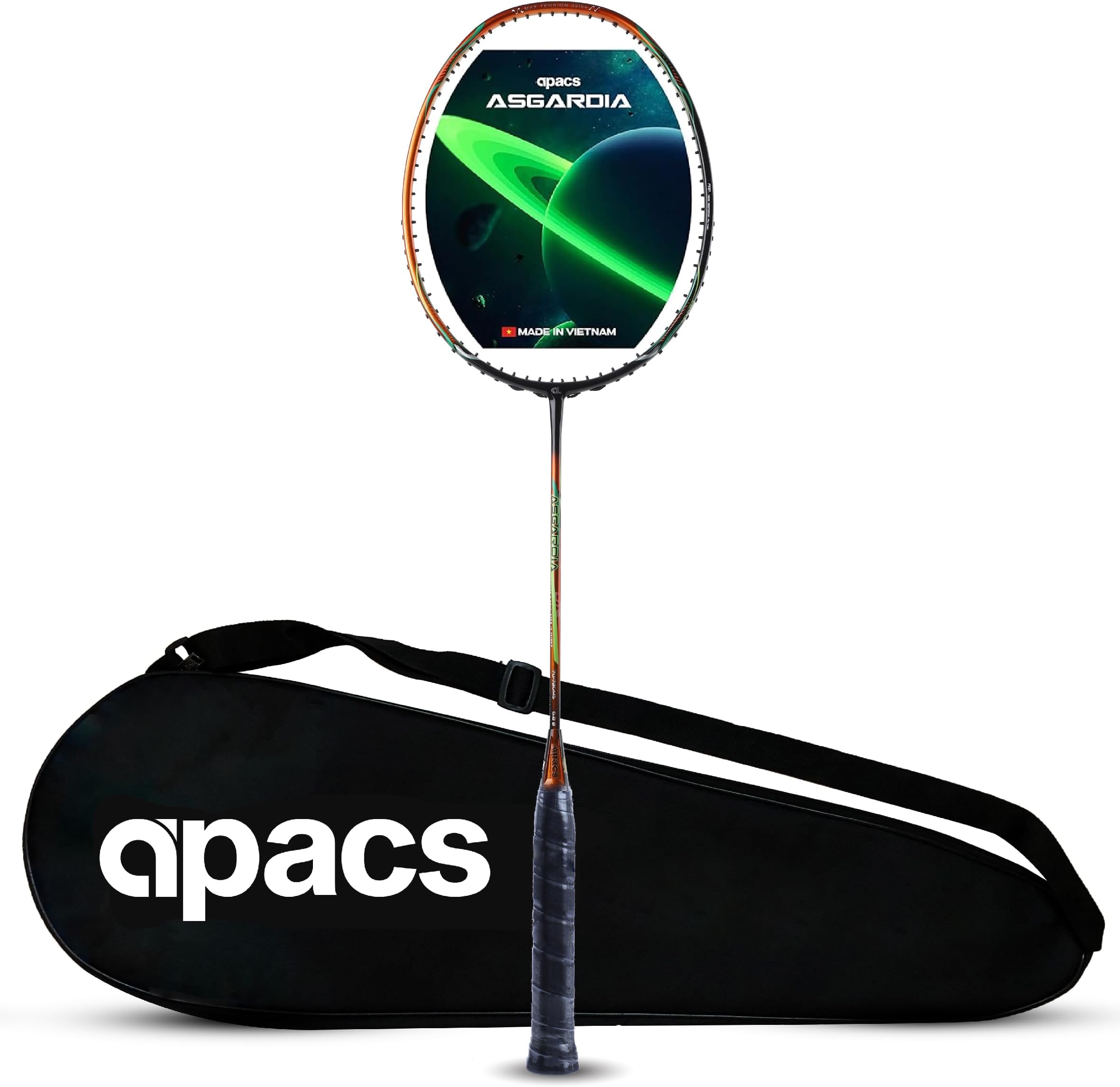 Asgardia Lite (73 Grams Ultra Lightweight) Made in Vietnam | Japanese Graphite Unstrung Badminton Racket with Full Cover | G2-4 1/8 inches