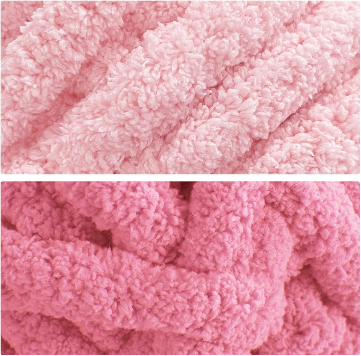 MABOZOO Assorted Chunky Yarn for Crocheting 8 Pack - Fluffy Jumbo Chenille, Soft Plush Bulky Yarn for Hand or Arm Knitting - 4 Pink & 4 Rose Red (27yds, 8 oz Each Skein)