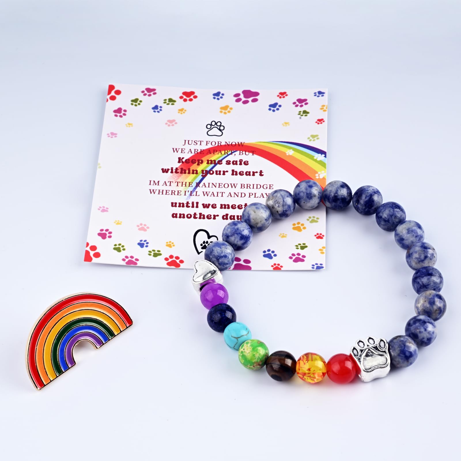 Zenithow Pet Memorial Gifts,Rainbow Bridge Bracelet for Beloved Pets,Cat Memorial Gifts for Loss of Cat, Dog Passing Away Remembrance Sympathy Gift