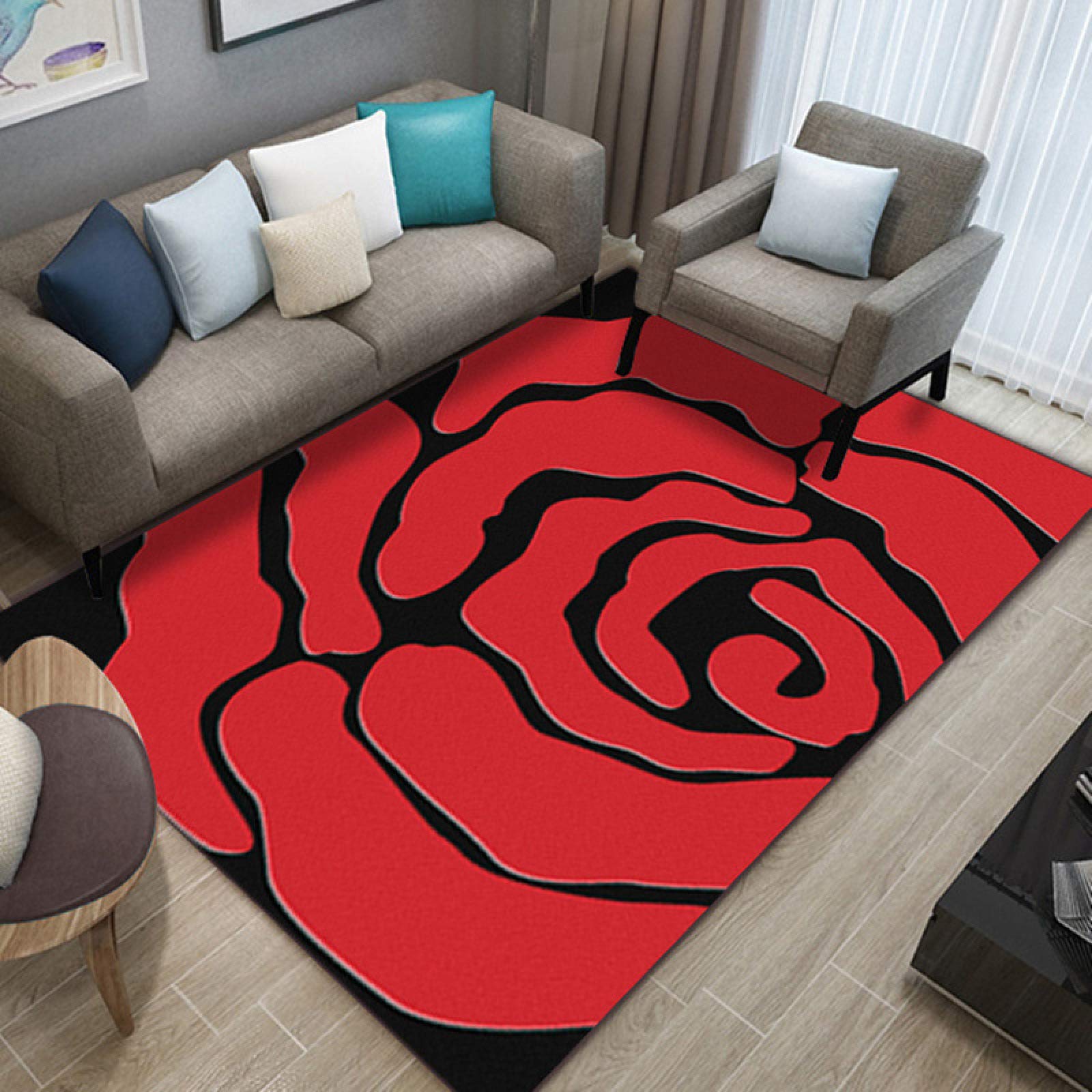 Designerski dywan nowoczesny dywan 3D flaming róża antypoślizgowy dywanik do salonu sypialni 160 * 230 cm