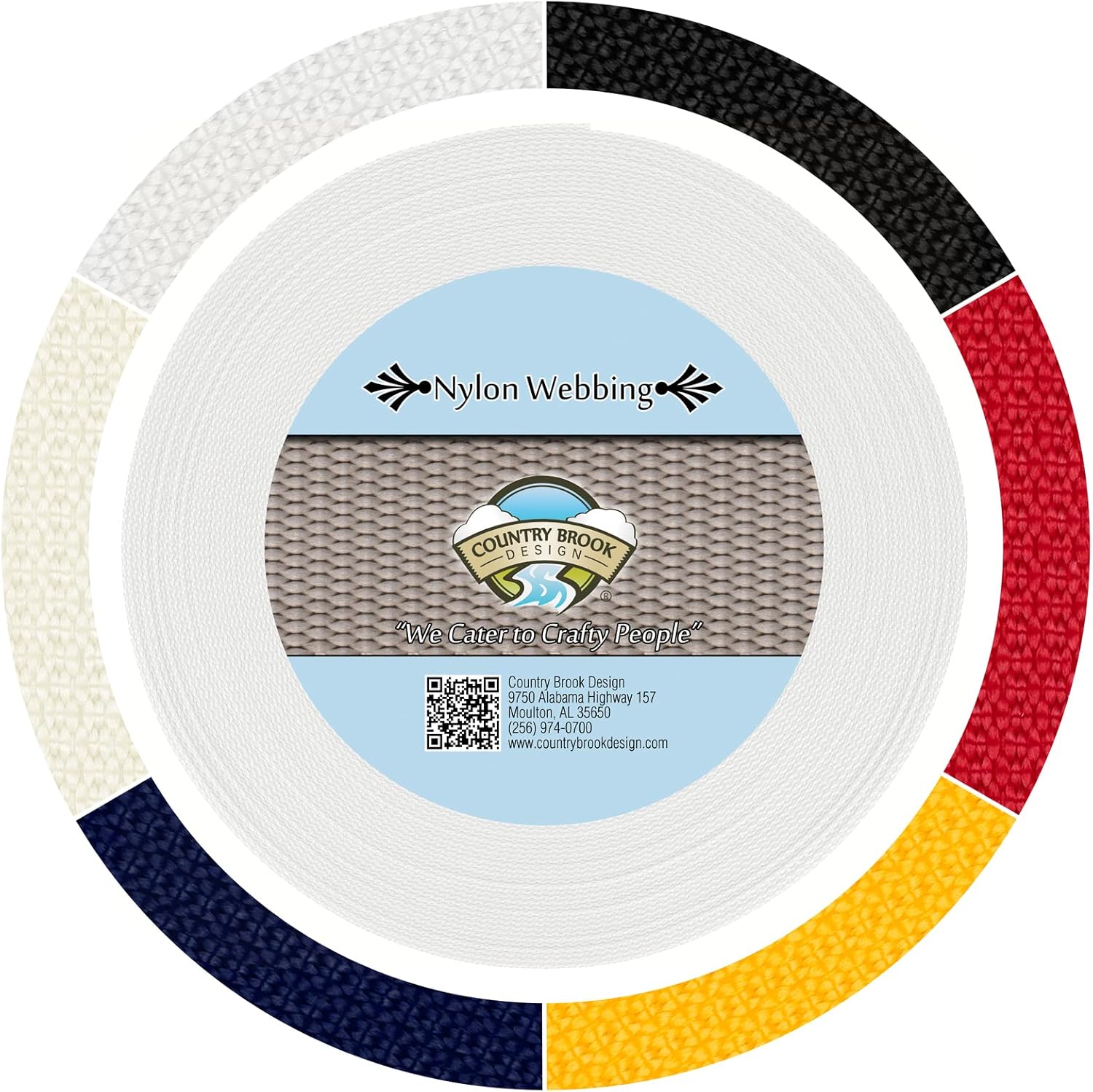 Country Brook Design - 1 Inch Lite Weight Nylon Webbing - 6 Vibrant Colors