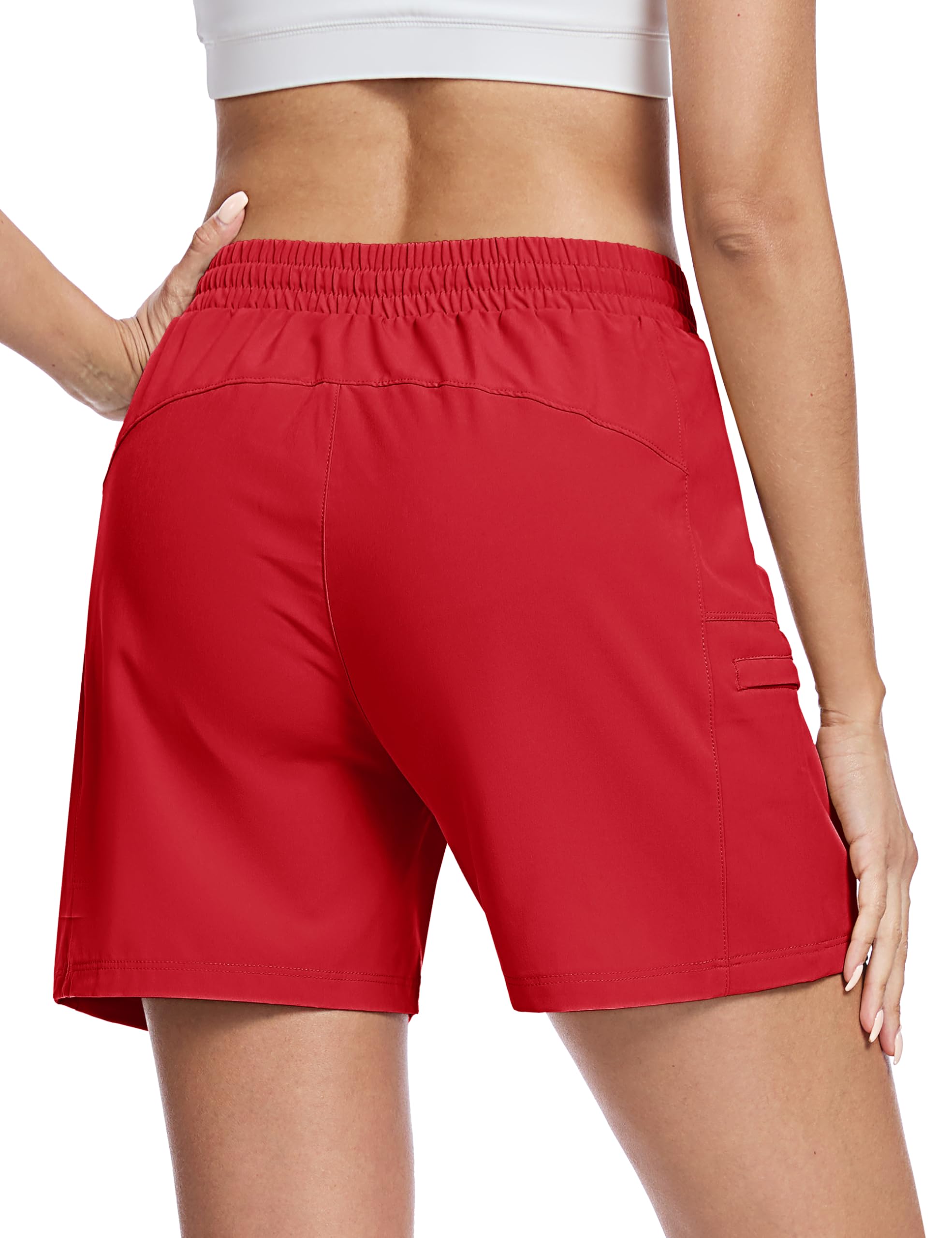 TACVASEN Women's Golf Shorts Lightweight Stretch Hiking Cargo Shorts with Pockets Athletic Outdoor Summer Tomato Red S