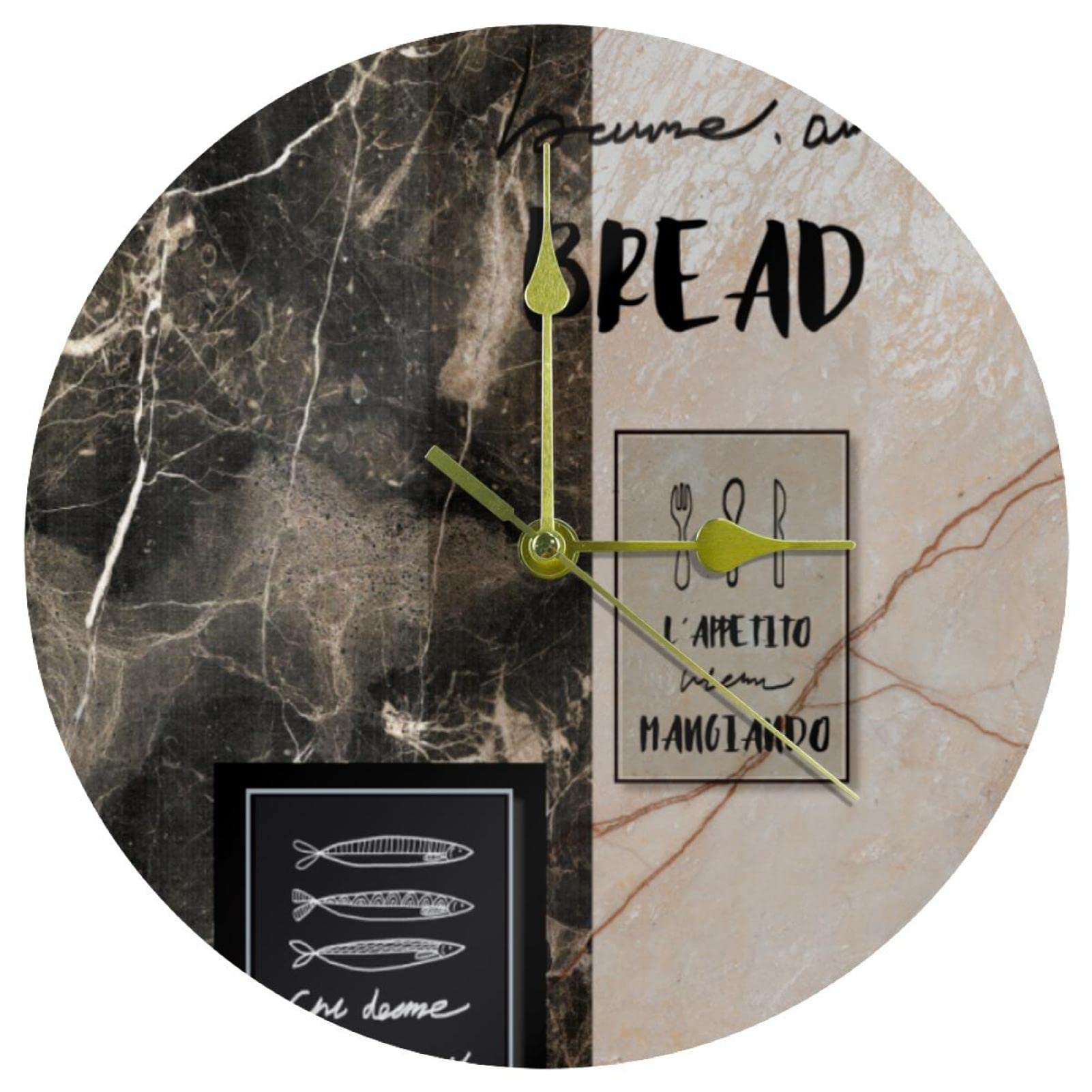 Horloge murale acrylique texture marbre 24 cm au design minimaliste