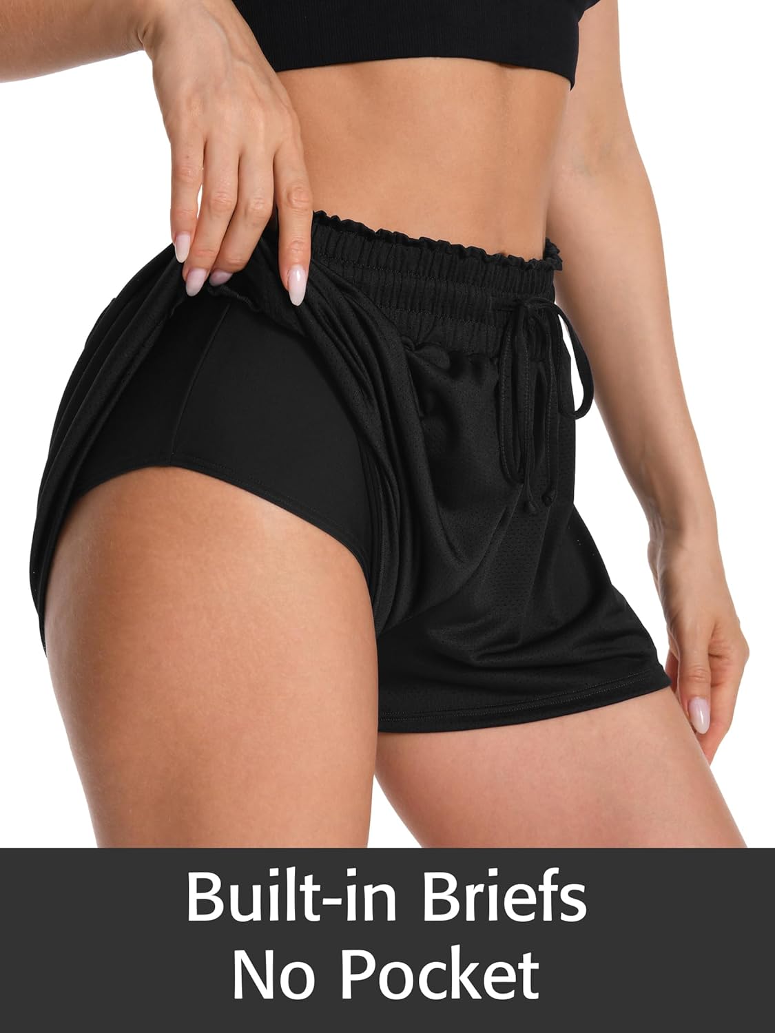 ATTRACO Women's High Waisted Swim Shorts Drawstring Board Shorts with Zipper Pockets Liner - Image 4