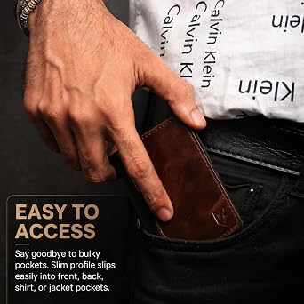 FOXHACKLE Leather Credit Card Wallet for Men and Women, Thin Bifold RFID Blocking Wallet, Slim Front Pocket Minimalist Card Holder Wallet, Small Card Case