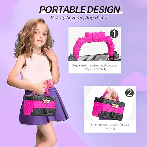 Miniatura 4 de IMAGICTOWN - Juego de maquillaje para niñas de 5 a 8 años, kit de maquillaje no tóxico para niños pequeños de 3 a 4 años, kit de maquillaje para