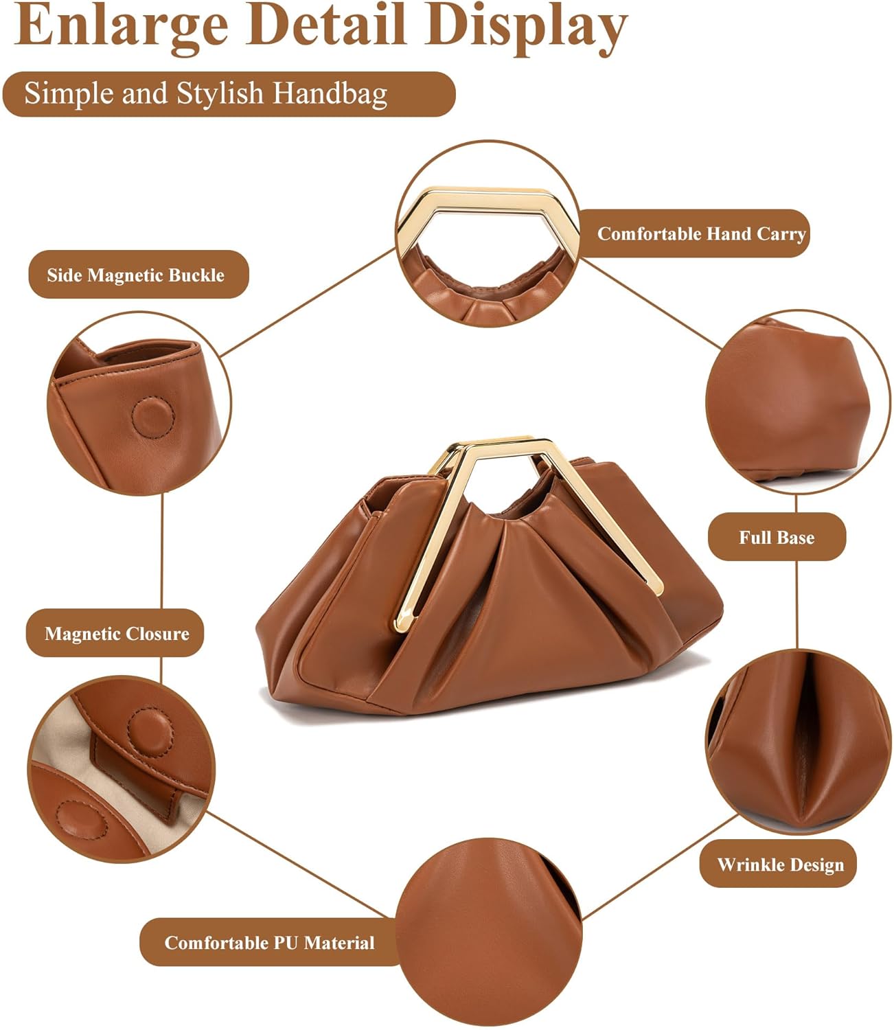 myfriday Women's Elegant Ruched Clutch Purse, Soft Dumpling Evening Purse Handbags for Wedding Prom Party Formal Events - Image 6