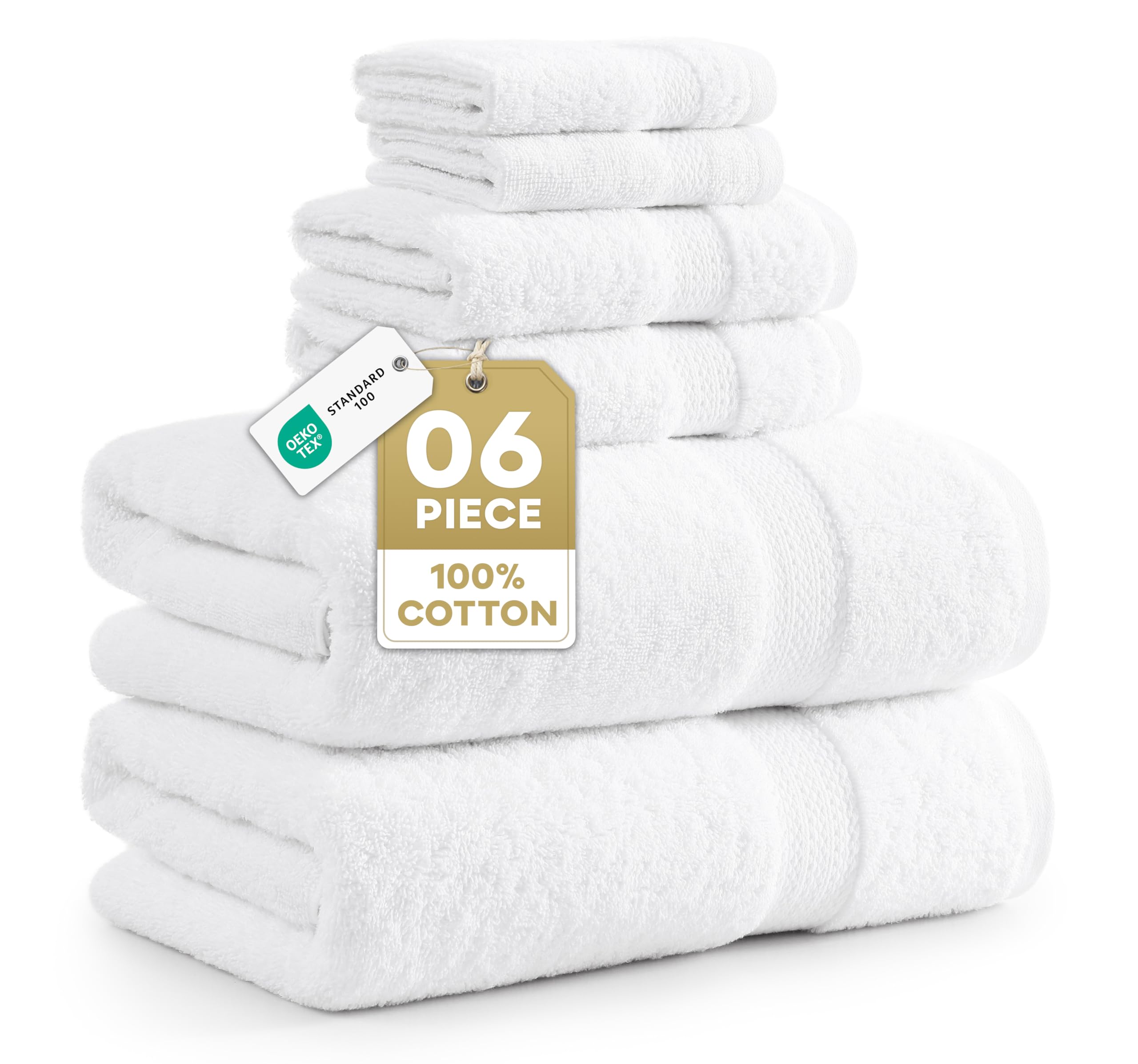 Amazon｜LANE LINEN コットン100%高級バスルームタオルセット - 6枚