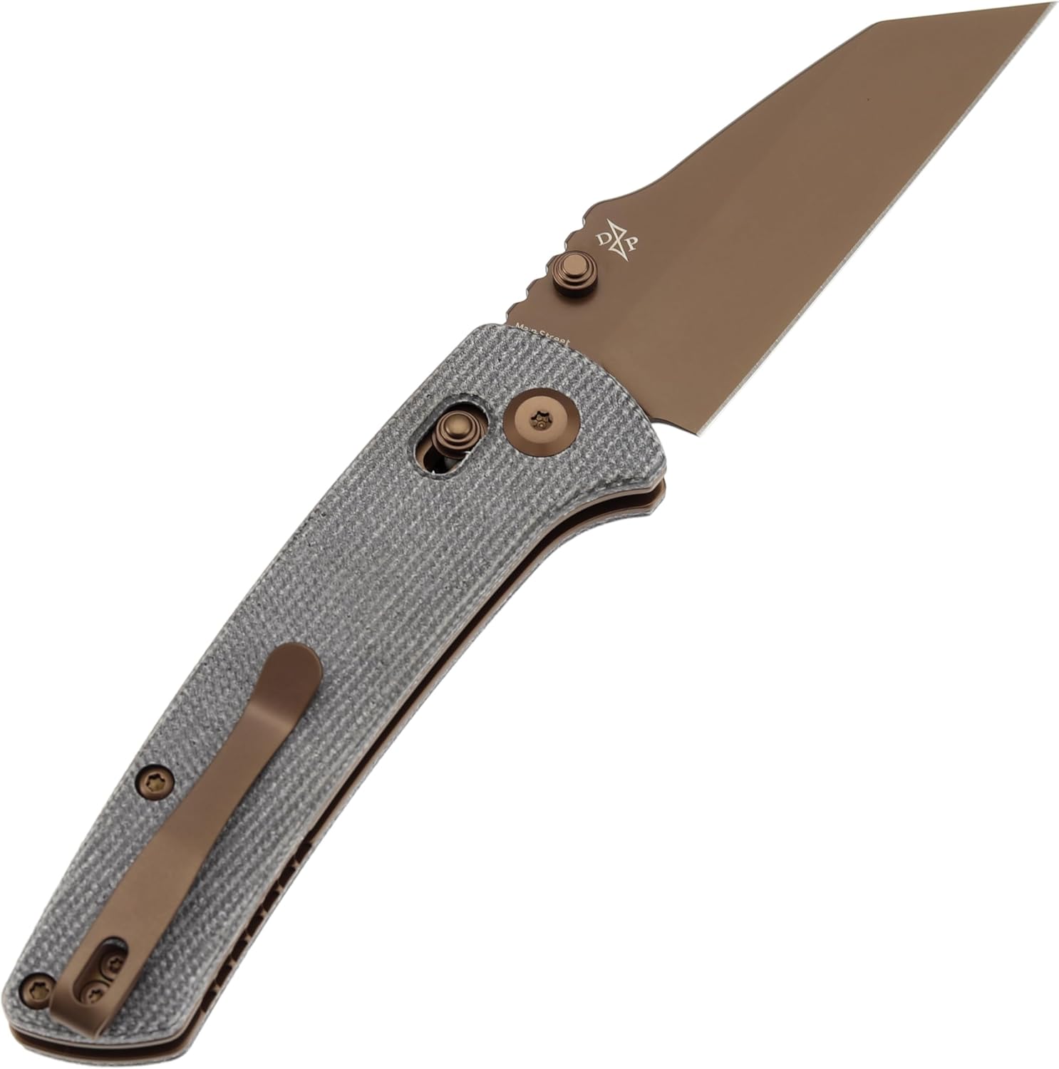 KANSEPT Main Street Pocket Folding Knife, 3.36''Rose Gold Coated 154CM Sharp Blade, Black Micarta Handle and Thumb Stud, Clip for Camping Hiking Fishing Gift Everyday Carry T1015v11