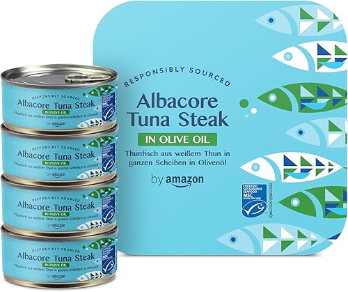 by Amazon MSC Tonno Bianco Intero all'Olio d'Oliva, 4 x 160 grammi