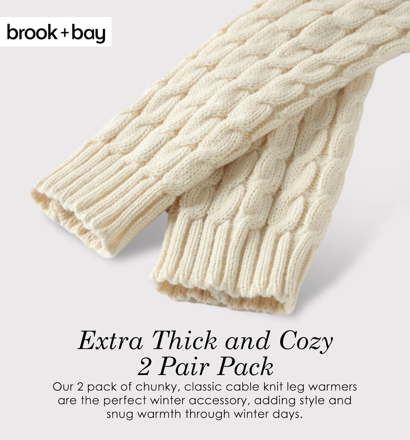 Brook + Bay Leg Warmers for Women - Cable Knit - Image 2