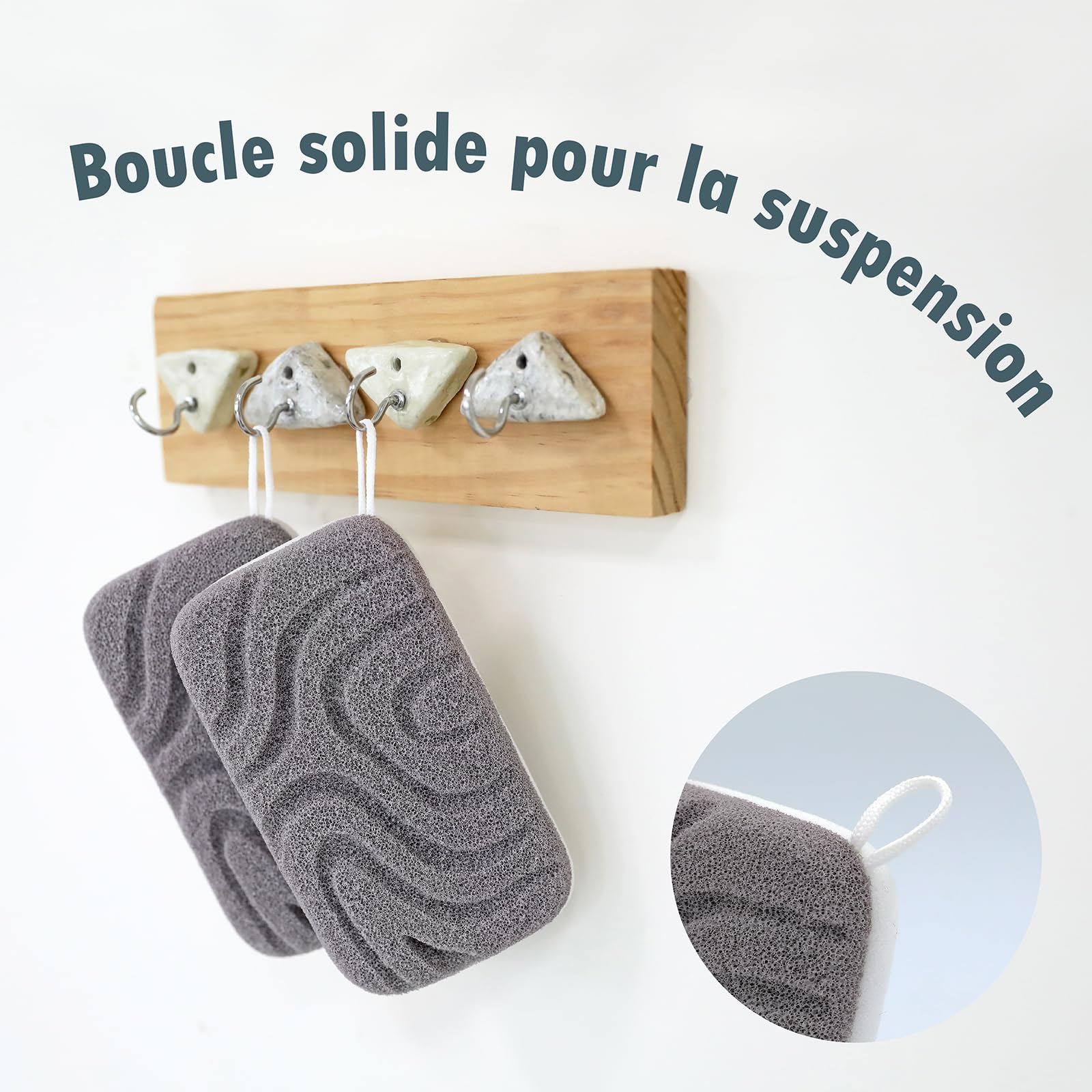 myHomeBody Éponge de douche exfoliante à double texture, Éponge de bain pour femme, Exfoliant pour le corps, Loofahs pour le corps, luffa pour homme, 2 pièces