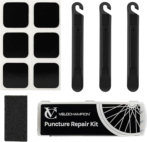 Miniatura 7 de VeloChampion Puncture Repair Kit | Self-Adhesive Bike Tyre Patches for Road, MTB, BMX, Ebike| Travel Size Bicycle Puncture Repair Kit | 6, 10 or 40