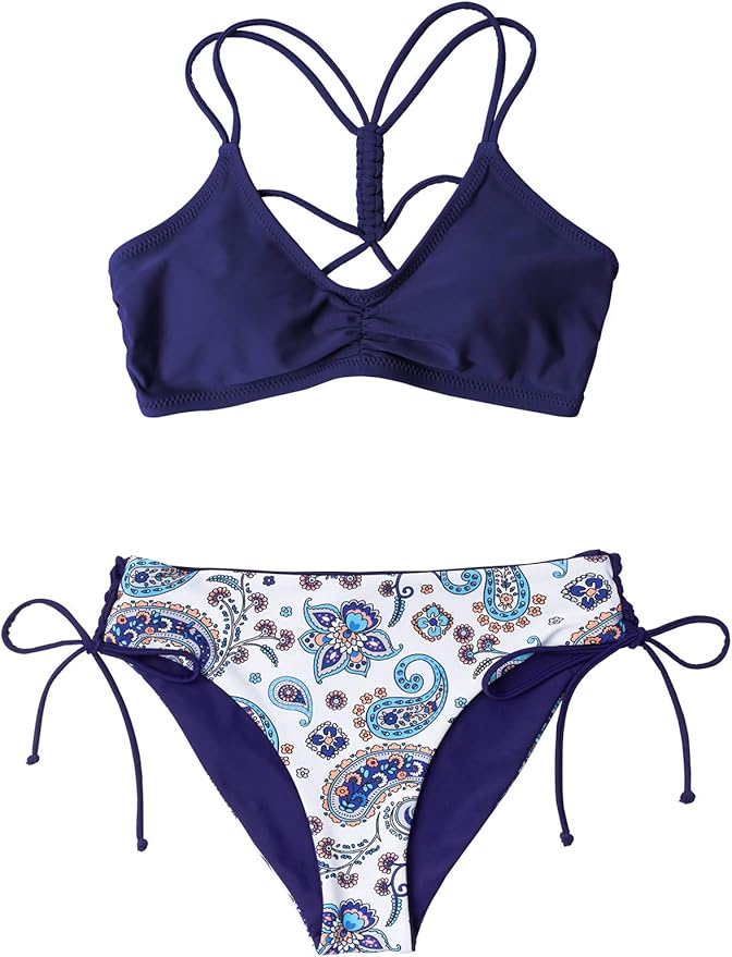 CUPSHE Women’s 2 Piece Bikini Set Back Braided Straps with Reversible Bottom 