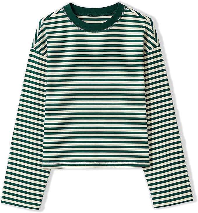 JINZIYINZI Women Y2k Long Sleeve Fairy Grunge Striped Baggy Tees Shirts 2000s Emo Aesthetic Sweater Crop Tops Streetwear fashion product photo