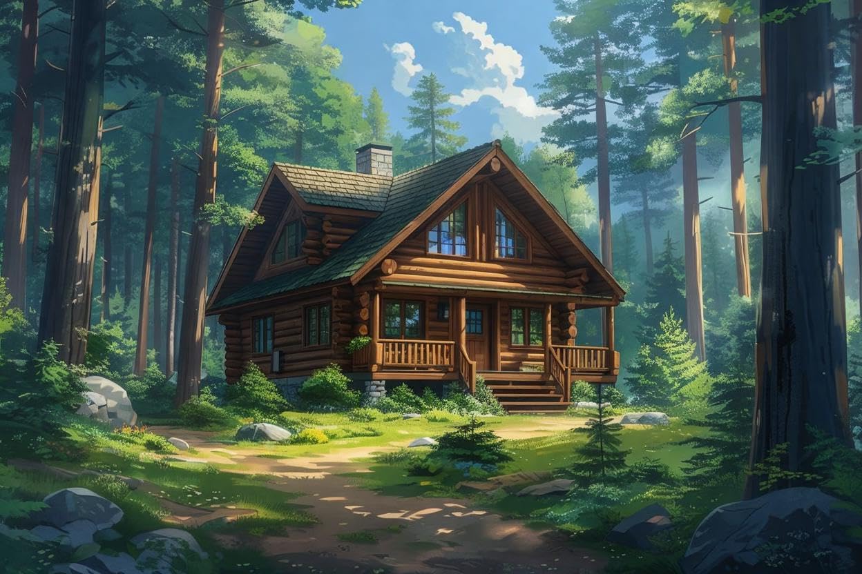 1000 Pieces Puzzles for Adults Kids Cool Anime Cozy Cabin in The Woods Anime Wooden Puzzles Family Decorations Puzzle Game Education Game Parent Child Game