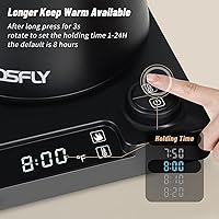 Vista 5 de Hervidor eléctrico tetera eléctrica profesional Tosfly de cuello de cisne, pantalla digital LED, hervidor de café de 1 litro con control