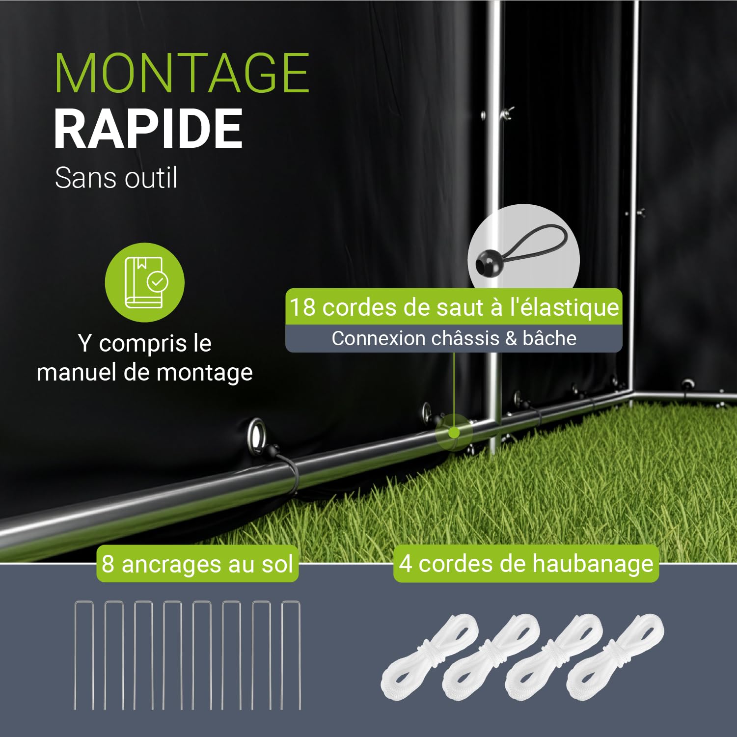 Juskys® Tente à Outils M - Garage à vélos d'extérieur de 6,2 m³ avec fenêtre et Porte, 220 x 160 x 175 cm, bâche imperméable et Armature métallique, abri de Jardin