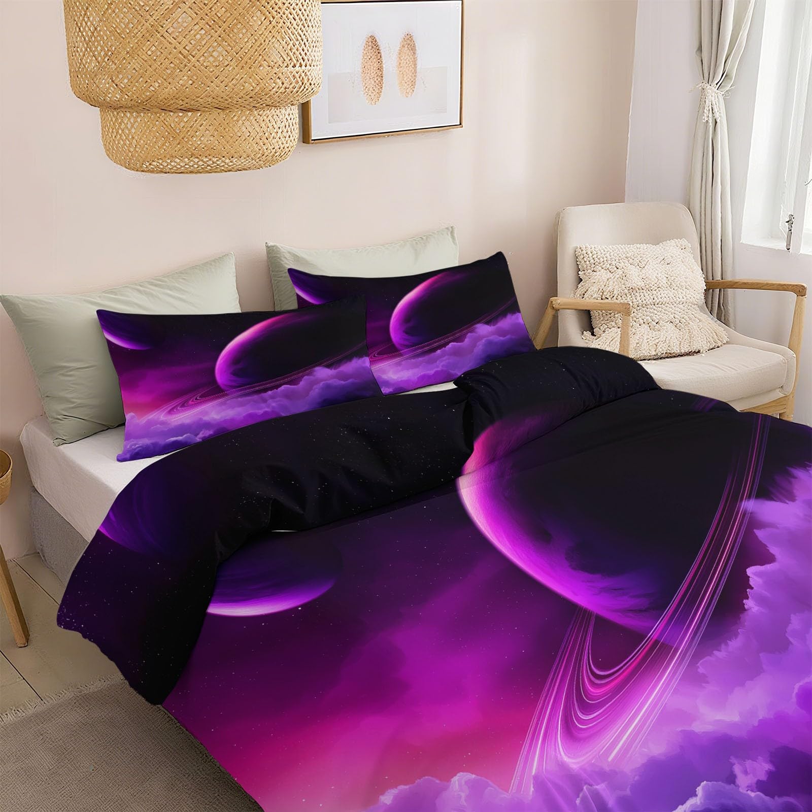 Pościel w stylu fantasy, 155 x 220 cm, dla dzieci, chłopców, nastolatków, na pojedyncze łóżko, poszewka na kołdrę z nadrukiem, z zamkiem błyskawicznym i poszewką na poduszkę 80 x 80 cm