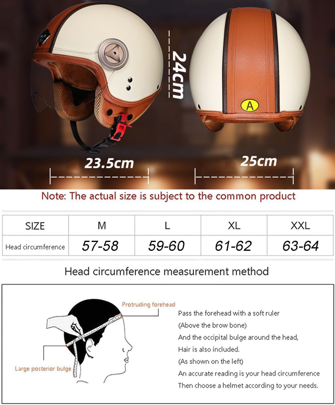 Casco Vintage per Scooter - Accessorio Moda Stile Anni 60, Casco Jet in Pelle con Visiera per Uomo e Donna, Omologato ECE