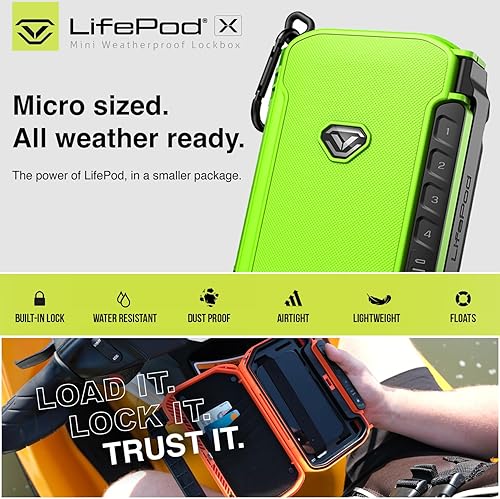 Vista 11 de VAULTEK LifePod X Micro - Caja de seguridad electrónica resistente a la intemperie, caja de viaje segura, mini funda portátil con teclado anaranjado