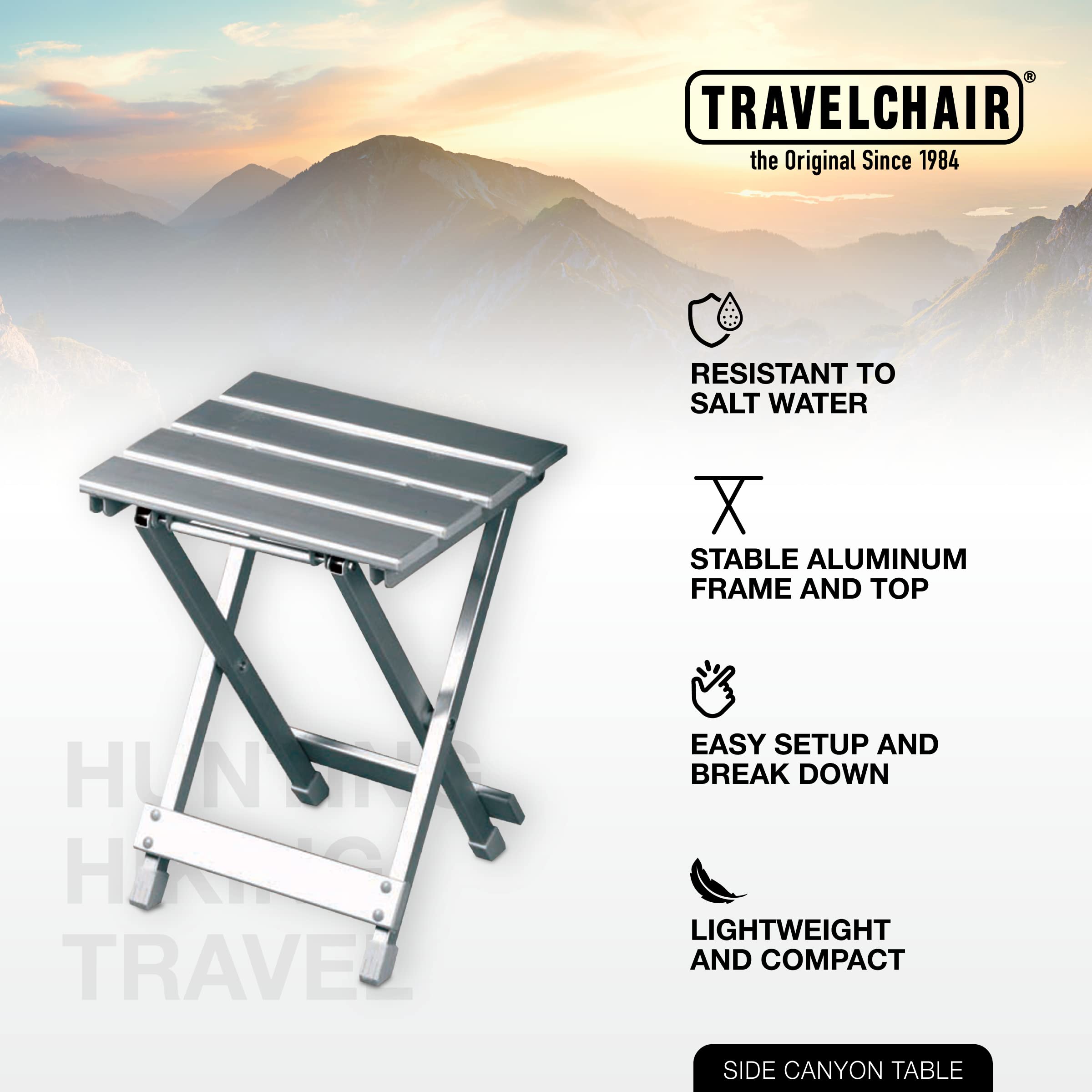 Travel Chair 2689-22 Side Canyon Table, Silver