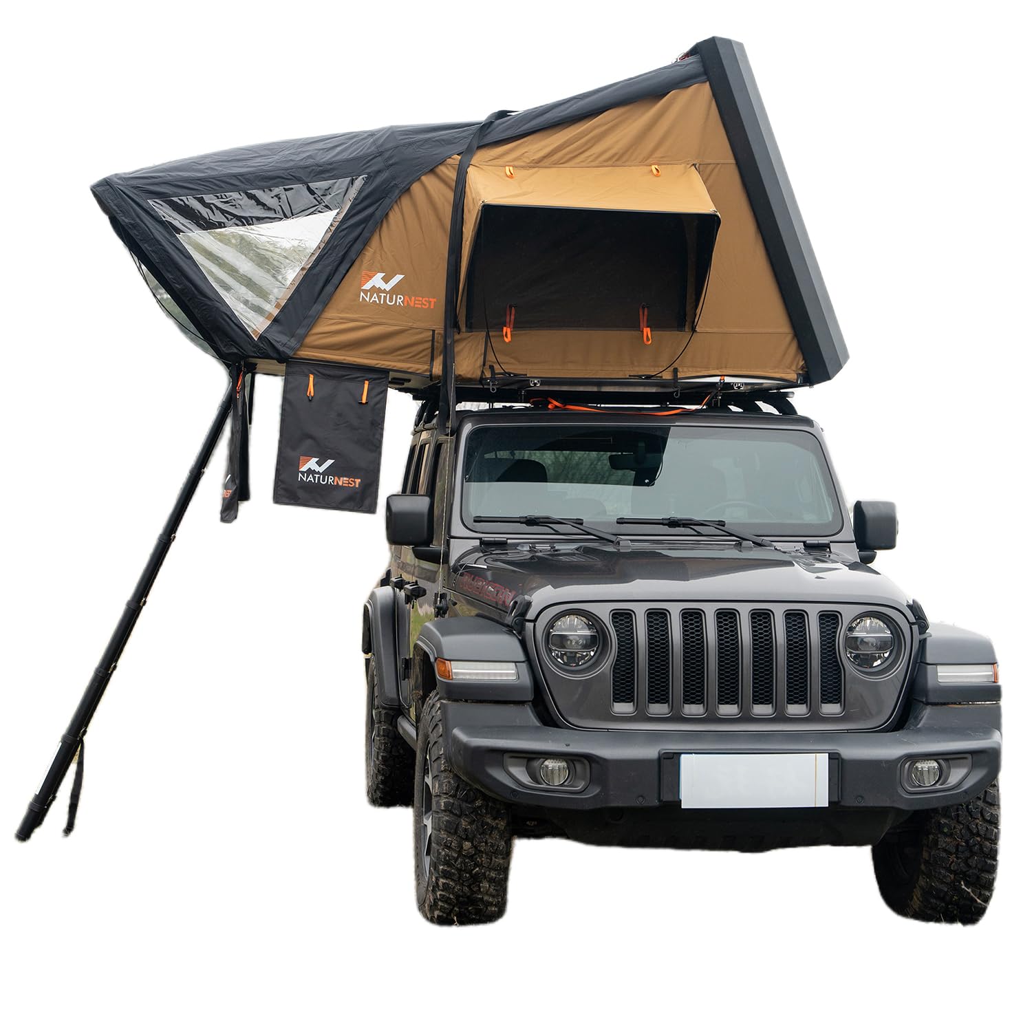 Naturnest Hard Shell Rooftop Tent for SUV Pickup Truck - Camping Roof Top Car Tent for All Seasons With Telescopic Ladder