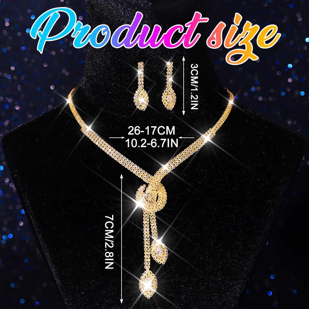 Kilshye Rhinestone Jewelry Set Bridal Wedding Necklace Earring Sets Prom Costume Jewelry for Women - Image 4