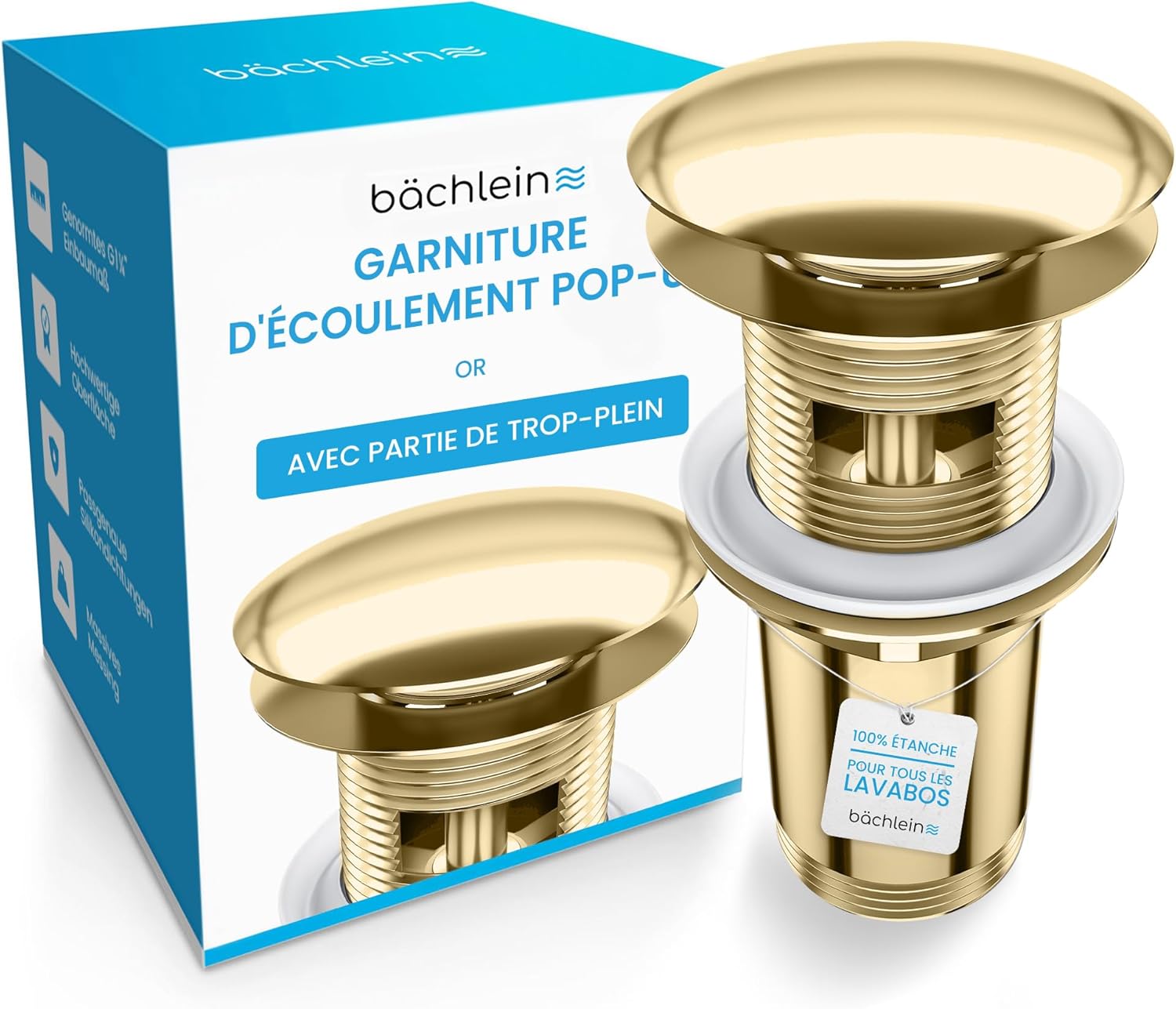 BONDE UNIVERSELLE AVEC Trop-Plein Pour Lavabo Et Évier - Valve Pop-up