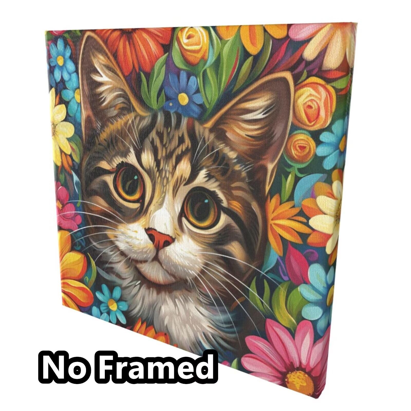 Malen nach Zahlen für Erwachsene, Blume, Katze, Malen nach Zahlen für Anfänger, Acryl-Peinture a Numero mit 6 Pinseln, DIY-Ölgemälde, Kunsthandwerk für Wanddekoration – (65 x 65 cm, rahmenlos) MK196