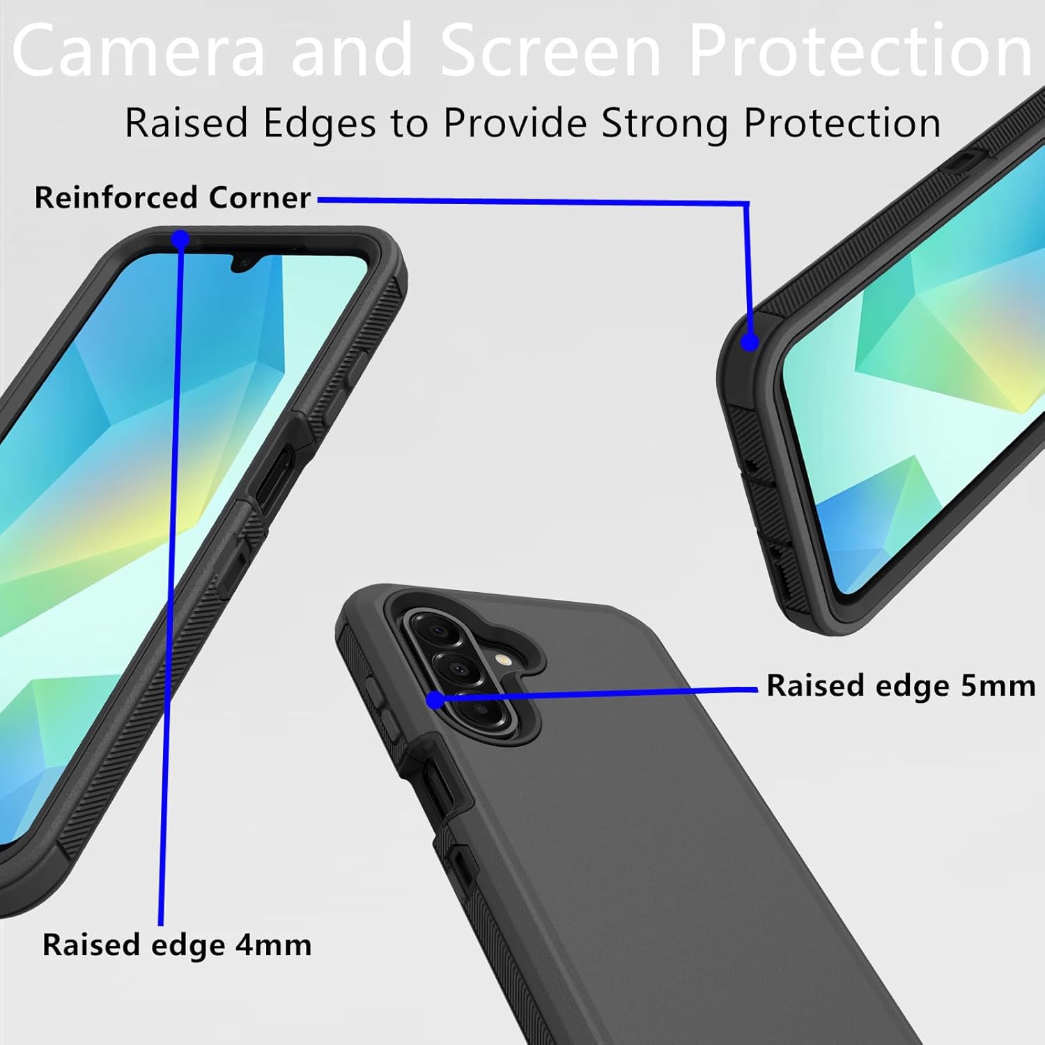 for Samsung Galaxy A26 5G Case, Heavy Duty Defender Case Dustproof Shockproof Protection 3 in 1 Rugged Cover for Samsung Galaxy A26 5G (Black)