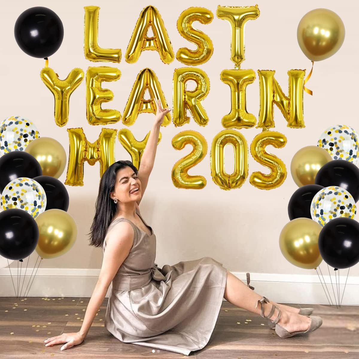 29th Decorations for Men Women, Gold Last Year in My 20s Balloon Banner, Cheers to 29 Years Old Decor With Number 29 Foil Balloons, Happy Birthday Sash