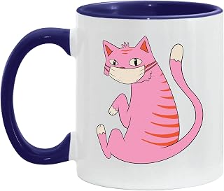 Gift Idea Cat Face Mask Illustration for Pet Lovers 11oz 15oz Inner Color Accent Mug