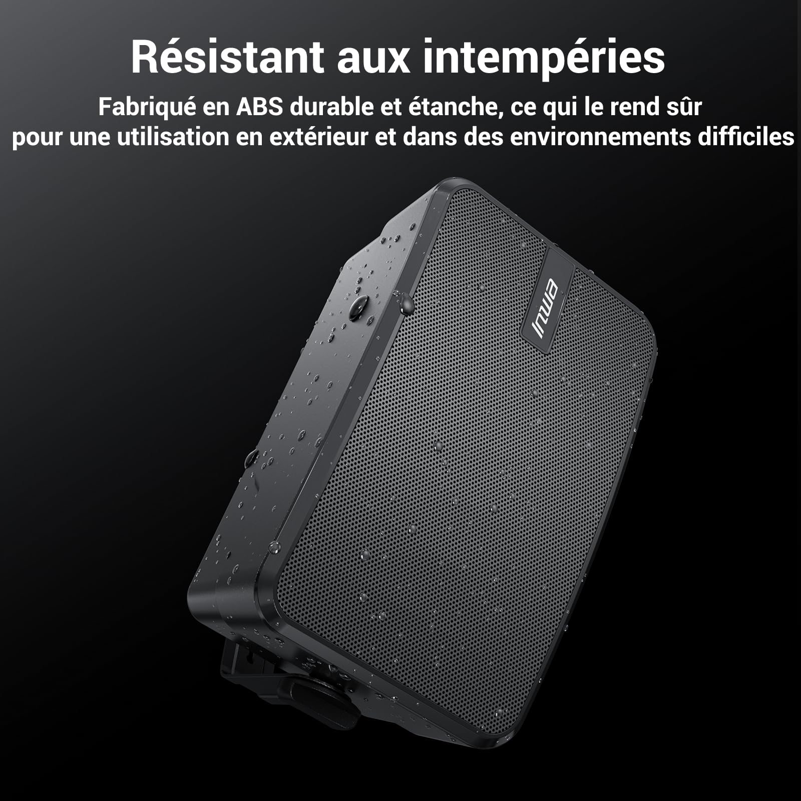 Inwa Enceinte Bluetooth 500 W - Support mural actif / passif - IPX5 - Sans fil - Stéréo - Aux - Pour l'intérieur et l'extérieur couvert - Paire - MZ660 - RMS 50 W