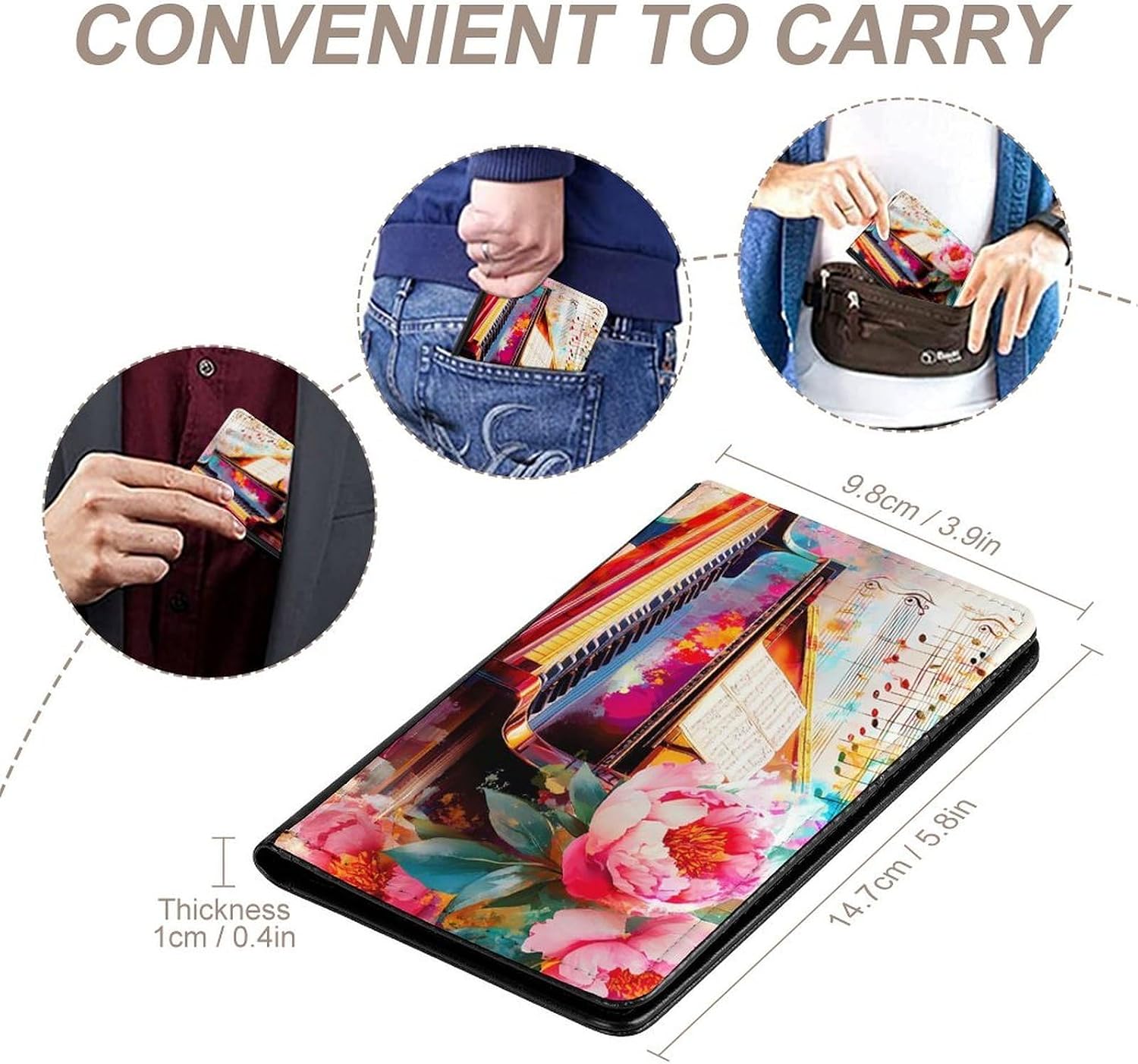 Piano Music Notes Passport Holder Cover Wallet PU Card Case Wallet Travel Accessories for Women Men image 4