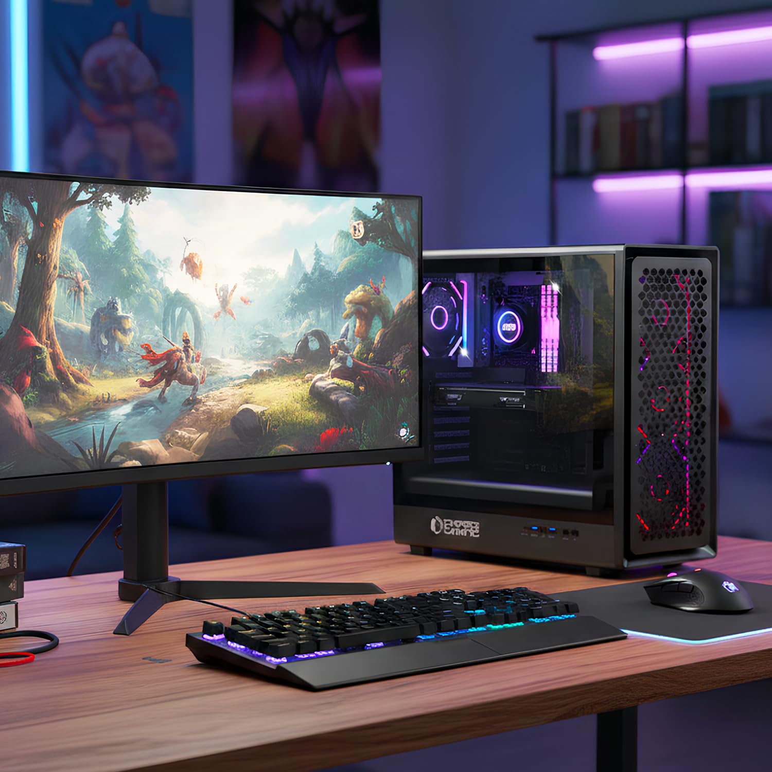 EMPIRE GAMING EC257 Case PC Gaming Mid Tower ATX/mATX/ITX, Frontale Mesh Airflow, 4 Ventole ARGB 120 mm Preinstallate con HUB PWM, Vetro Temperato, GPU 420 mm, Watercooling 360 mm，USB C