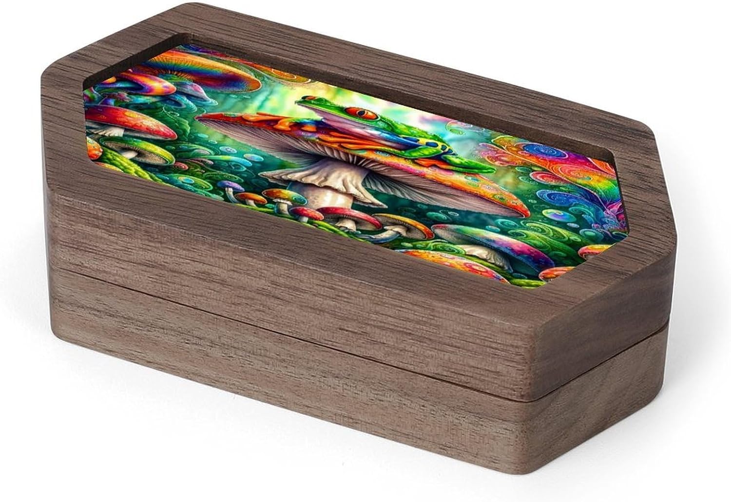LYERSKD Frog Colorful Mushroom Forest Jewelry Box