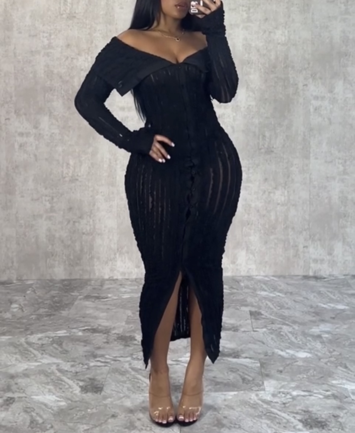 off-the-shoulder slim-fit pleated puff sleeve bodycon dress Amazon.com: cu4eve Off Shoulder Dresses for Women Sexy Long Sleeve Pleated  Ruched Button Down Bodycon Midi Slit Dress Party Club Night Black :  Clothing, Shoes & Jewelry