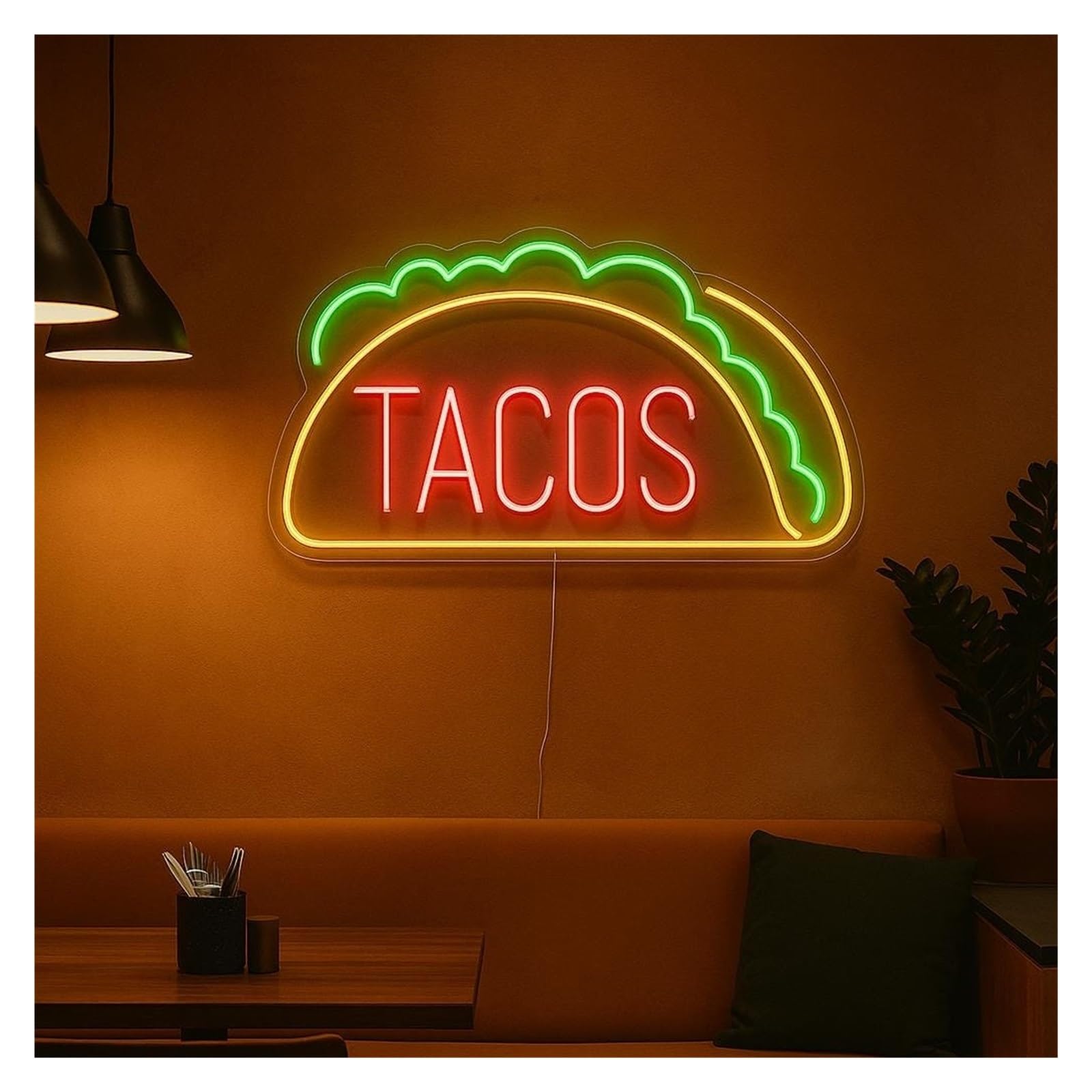 SHOUXI Sign Lamp Tacos Neon Sign, Suitable for Restaurant, Kitchen Decor with Dimmable 38cm