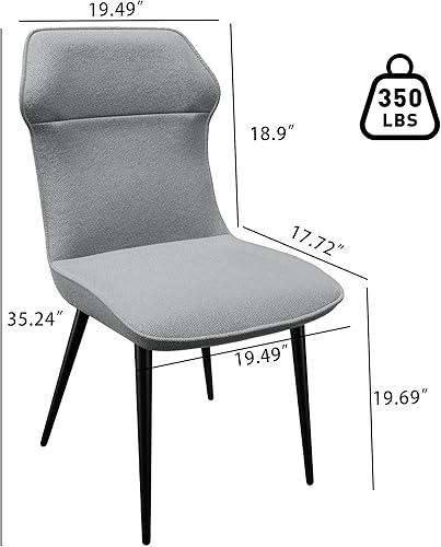 Miniatura 3 de Juego de 2 sillas de comedor, asiento acolchado más grande de tela clásica, patas de metal resistentes y respaldo ergonómico, sillas modernas de