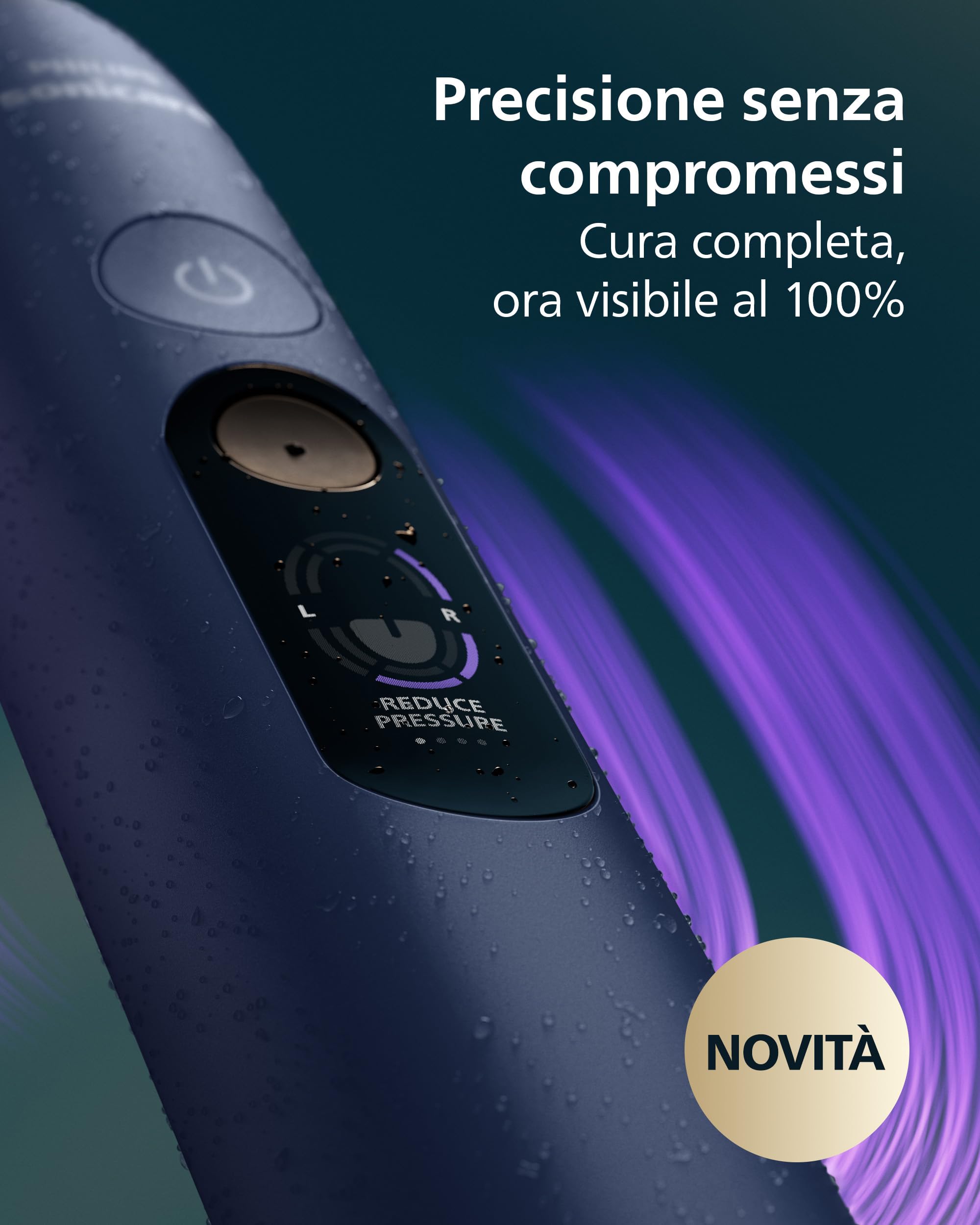 Philips Sonicare Next-Generation DiamondClean 8500 Spazzolino elettrico - con Feedback di pressione, 18 impostazioni, blu scuro, HX8515/13