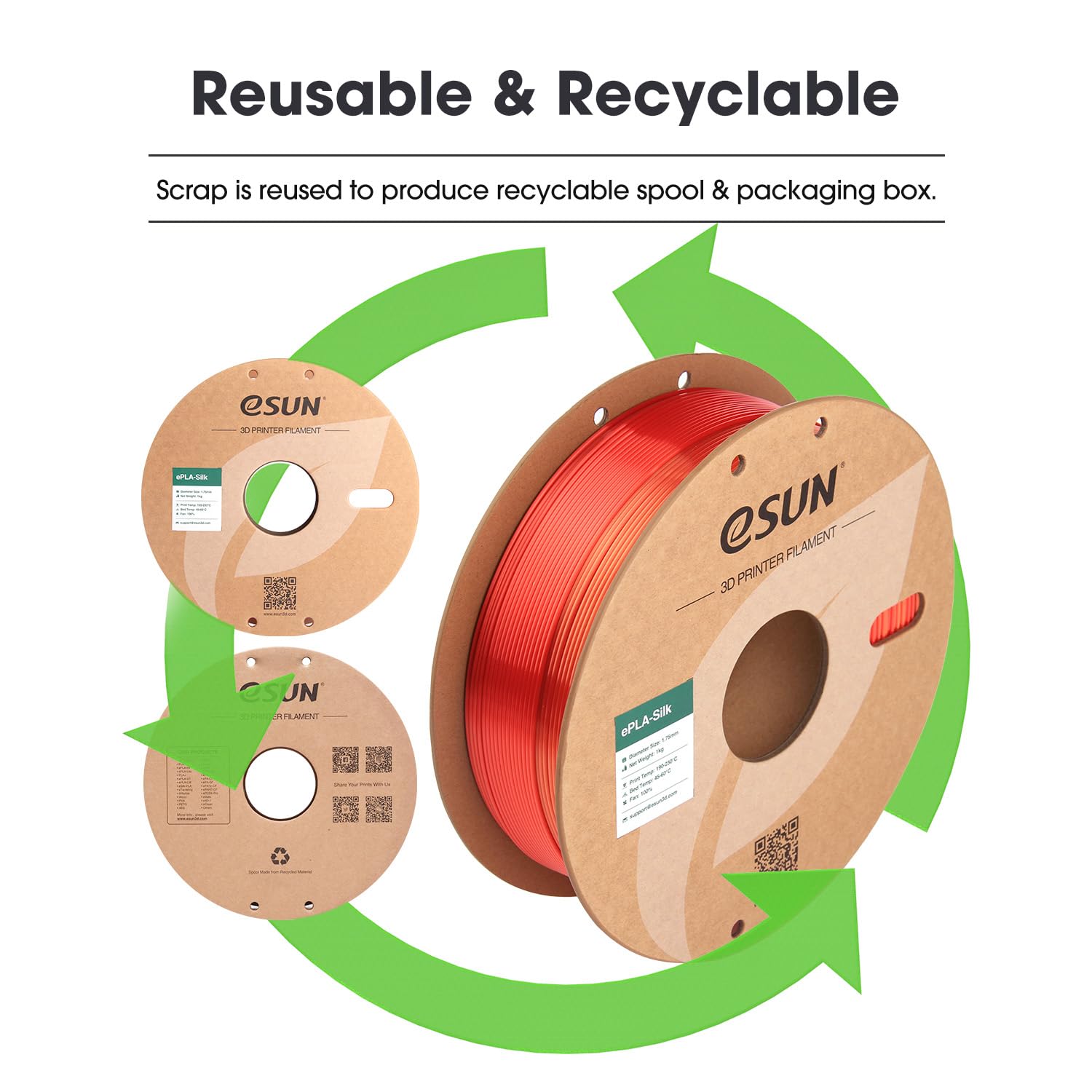 eSUN Silk Rainbow PLA Filament 1.75mm, filamento setoso multicolore per stampanti 3D PLA, colore sfumato che cambia bobina da 1KG (2.2 LBS) per stampanti 3D, Blazing Arcobaleno