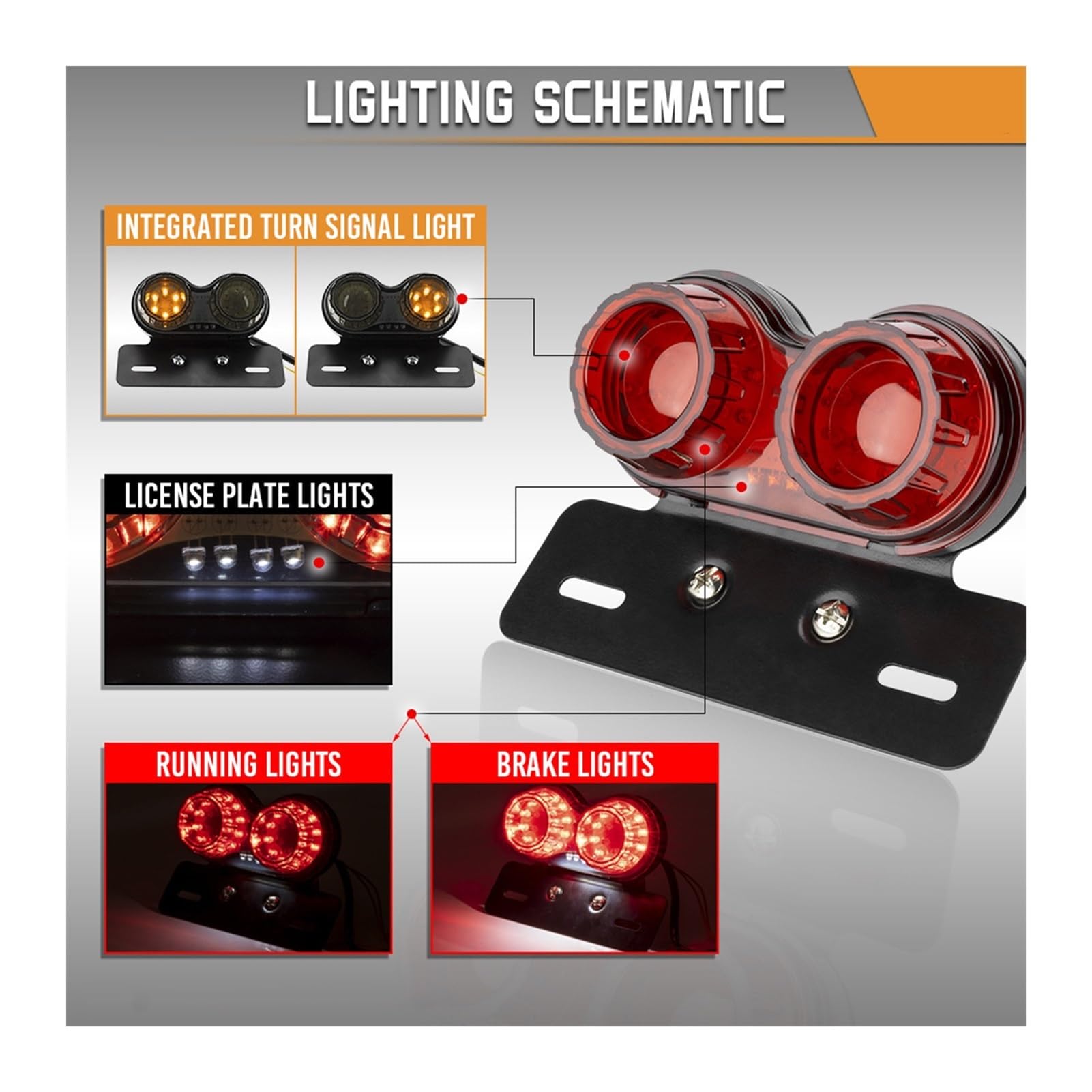 indicatori di direzione, Fanale Posteriore Universale Per Moto A LED Indicatore Di Direzione Luci Doppie Per Rimorchio Luci Porta Targa Freno Accessori Per Moto