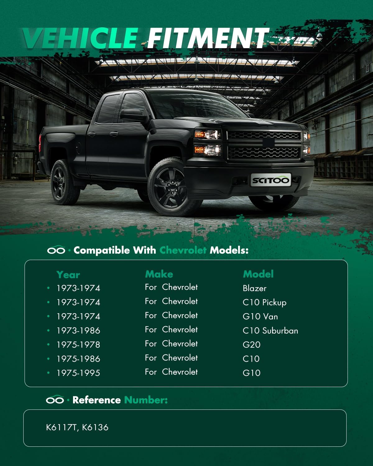 SCITOO 4pcs Front Suspension Kit Lower Upper Ball Joint Fit 1973-1974 For Chevy Blazer 2WD 1975-1986 C10 1975-1982 For Gmc Jimmy 2WD