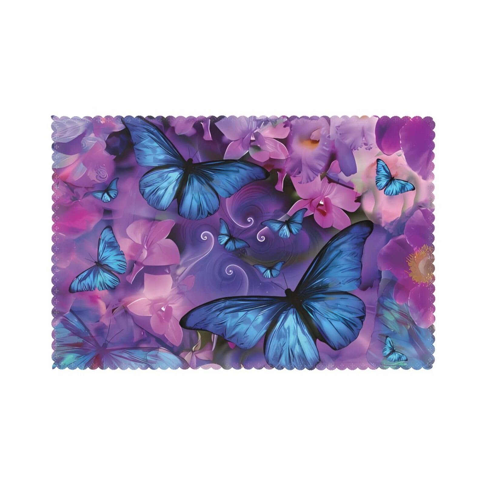 WHJSHOP Butterfly Prints Placemats Set of 6 12x18in - Heat Resistant Table Layers for Homes, Hotels & Stylish Dining