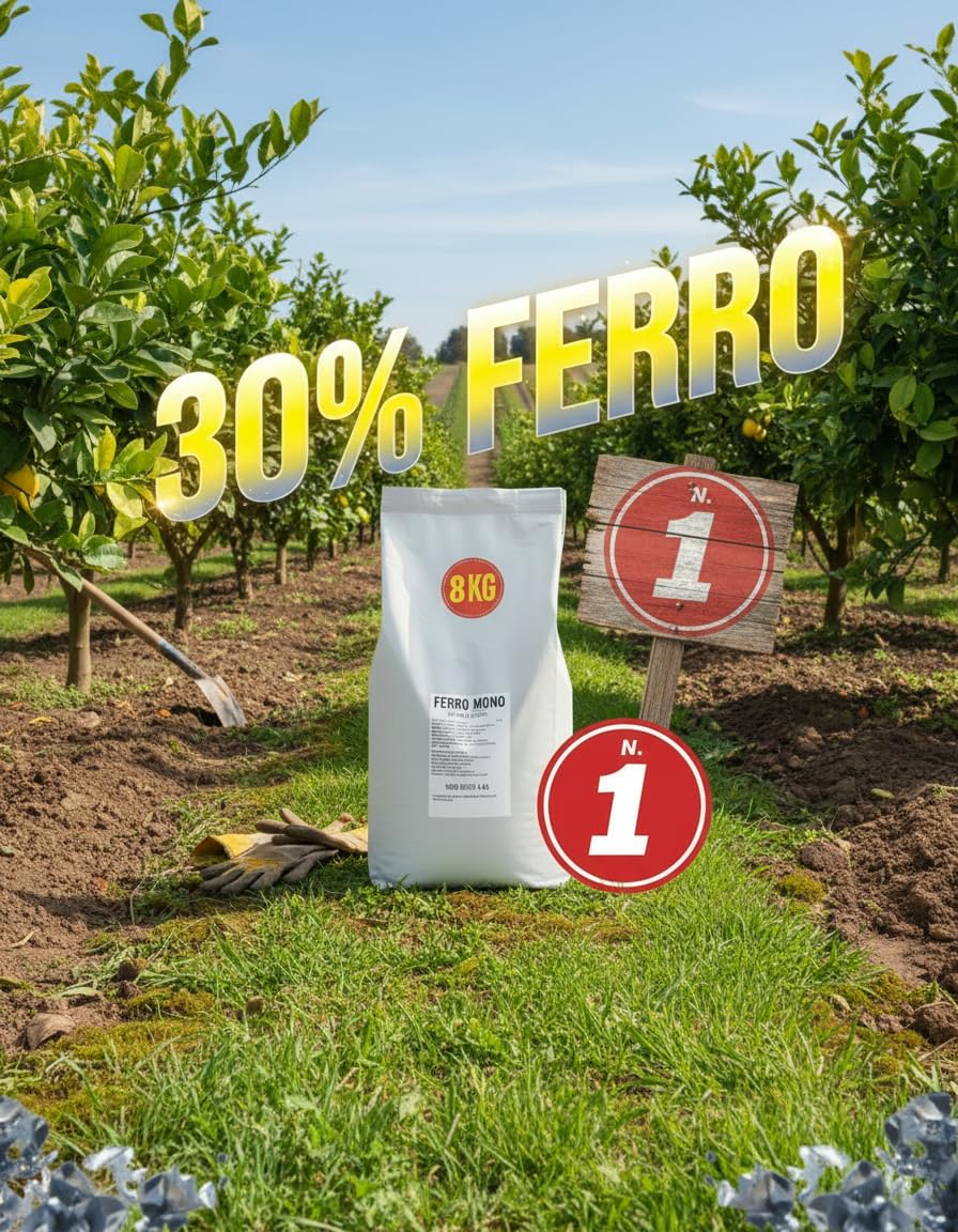Solfato di Ferro monoidrato, Busta da 8 kg, Ideale per coltivazioni Bio