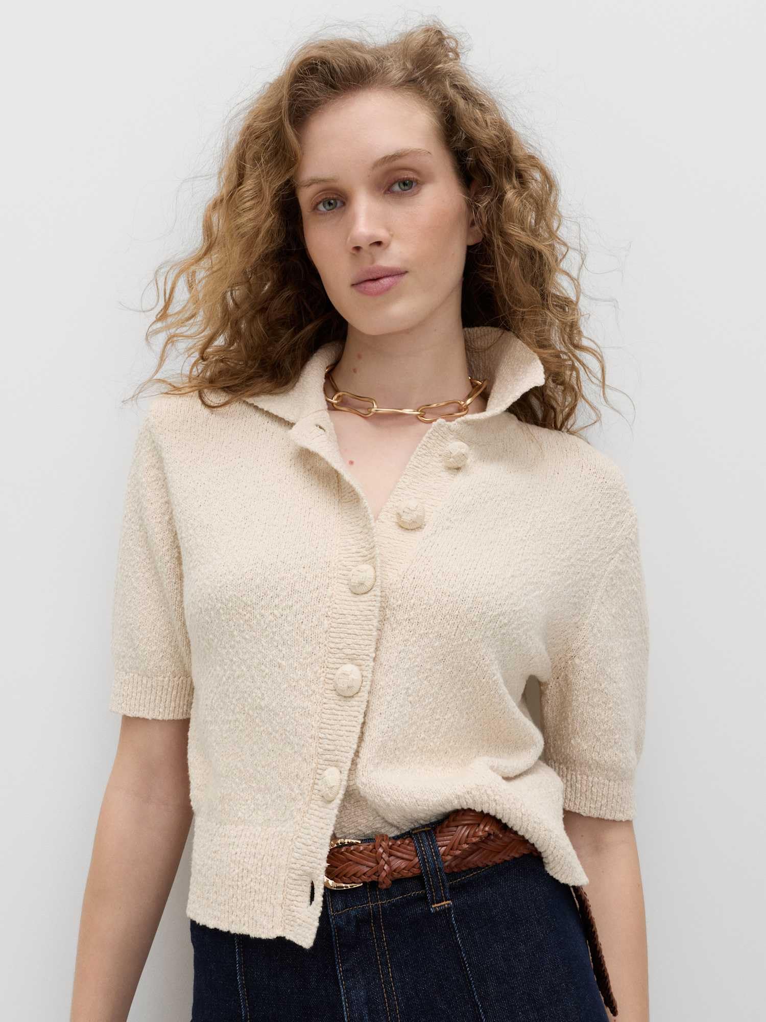 Marks & Spencer Donna Testurizzato Cardigan Corto Ricco di Cotone – vestibilità Slim